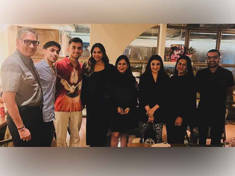 Deepika Padukone poses with Badminton star Lakshya Sen