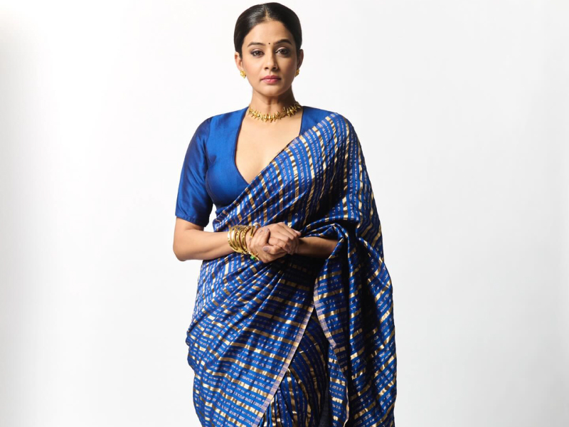  Priyamani Stuns in a Blue Saree at the Article 370 Trailer Launch Event