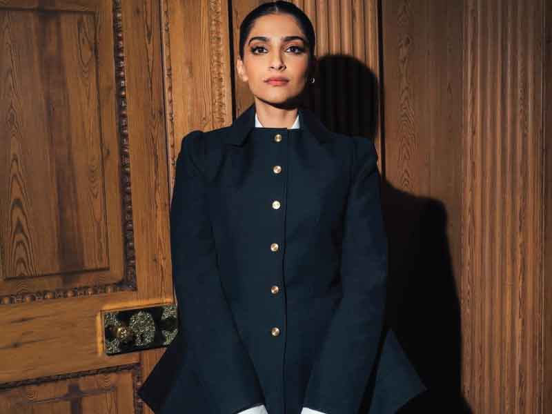 Sonam Kapoor in an all black-ensemble from designer label Loewe