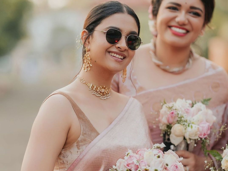 Radiant in Pink: Keerthy Suresh Shines at Her Friend's Wedding